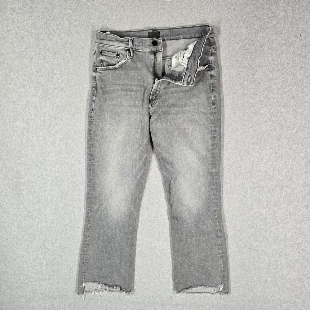 Mother Women Jeans 30 Gray Denim The Insider Crop Step Fray Barely There Bootcut
